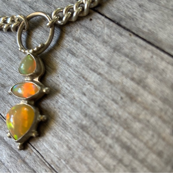 NWT Gaia’s Sacred Garden Opal & Silver Necklace/Choker W/Box Australian Opal - Picture 4 of 9